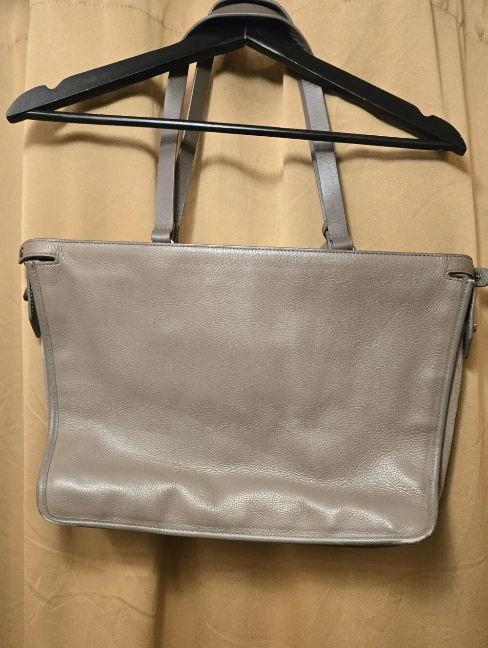Louise Et Cie Leather Handbag Shoulder Laptop Taupe Bag 100% Genuine Leather